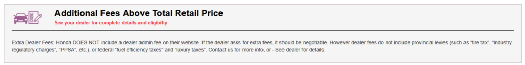 CarCostCanada - Market Value Report - Explanation of Add on fees